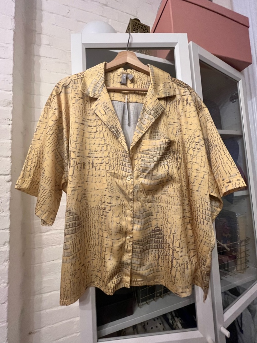 Asos Yellow Croc-Texture Button Front Shirt